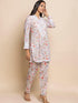 Fizaa Chikankari Co-ord set in Printed Rayon Cotton for Women- White Mulberry